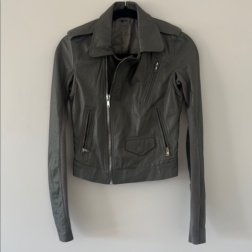 Women's Grey Moto Leather Jacket